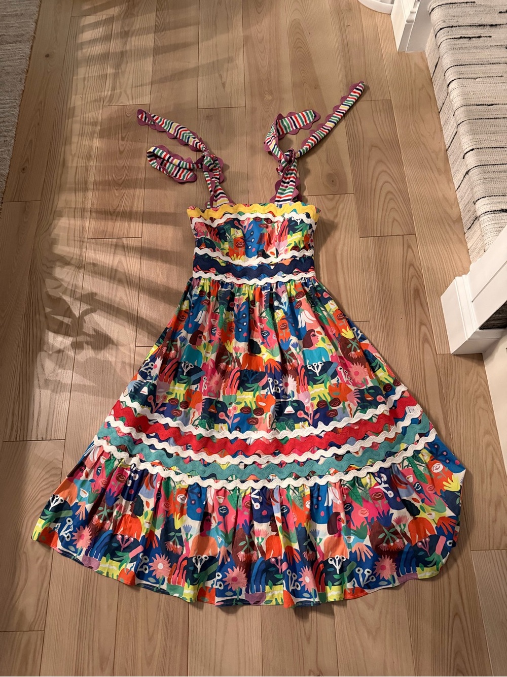 Celia B Rosso Multicolor Printed Ric Rac Midi Dress - Picture 4 of 10